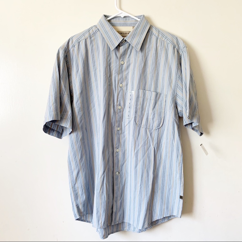 BLUE SUR + Men’s Short-Sleeve Shirt Blue Sz L New.